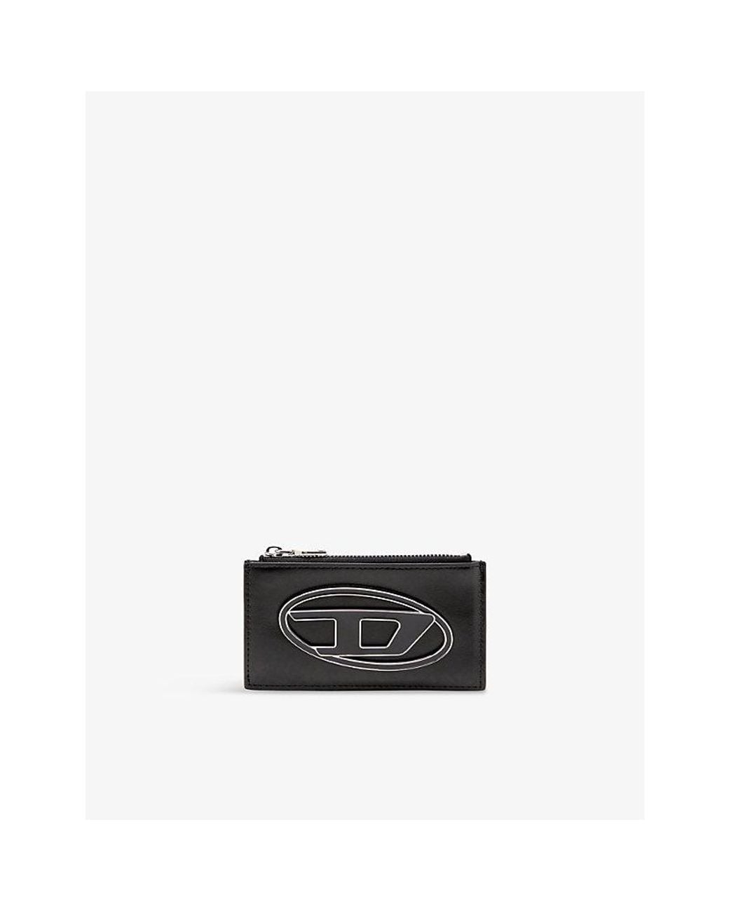 DIESEL Black 1Dr Logo-Plaque Leather Card Holder Lii