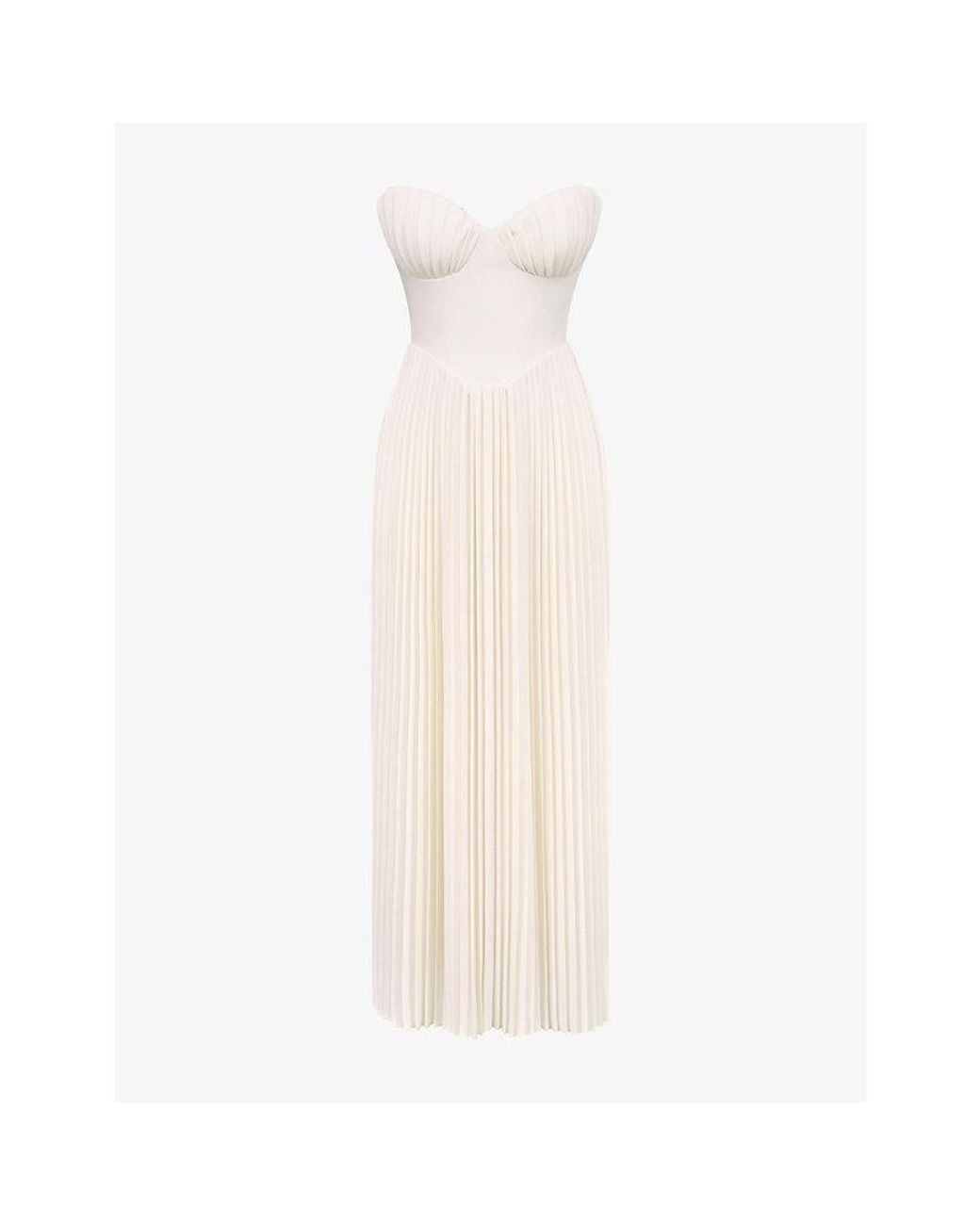 House Of Cb White Marcella Pleated Woven Maxi Dress Xs (A-C Cup)