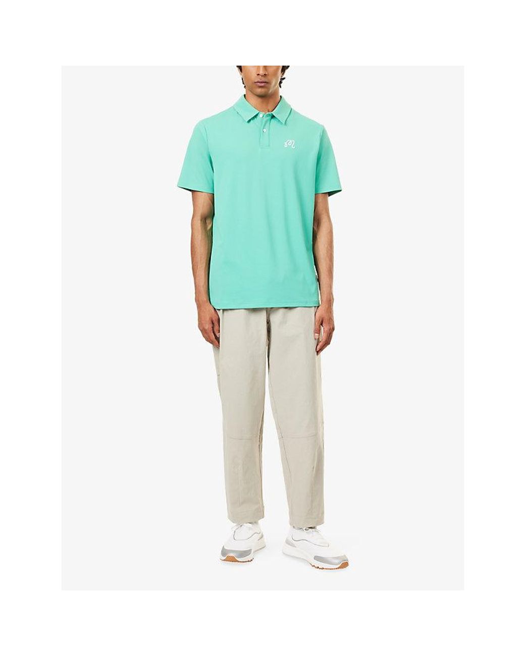 Malbon Blue Fairway Woven Polo T-Shirt for men