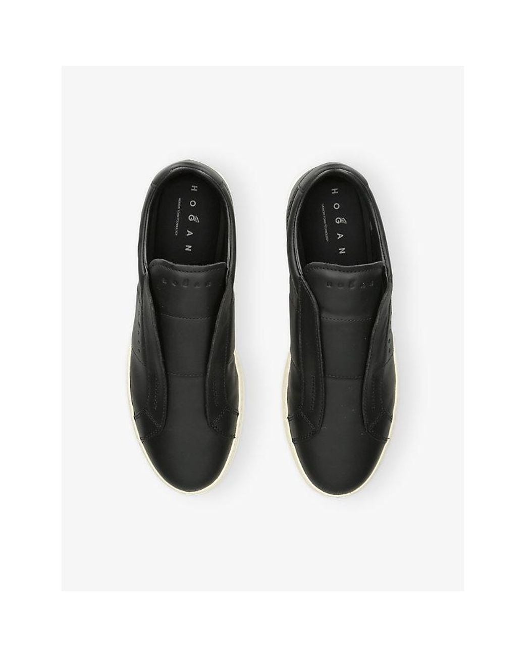 Hogan Black H668 Slip-On Leather Trainers for men