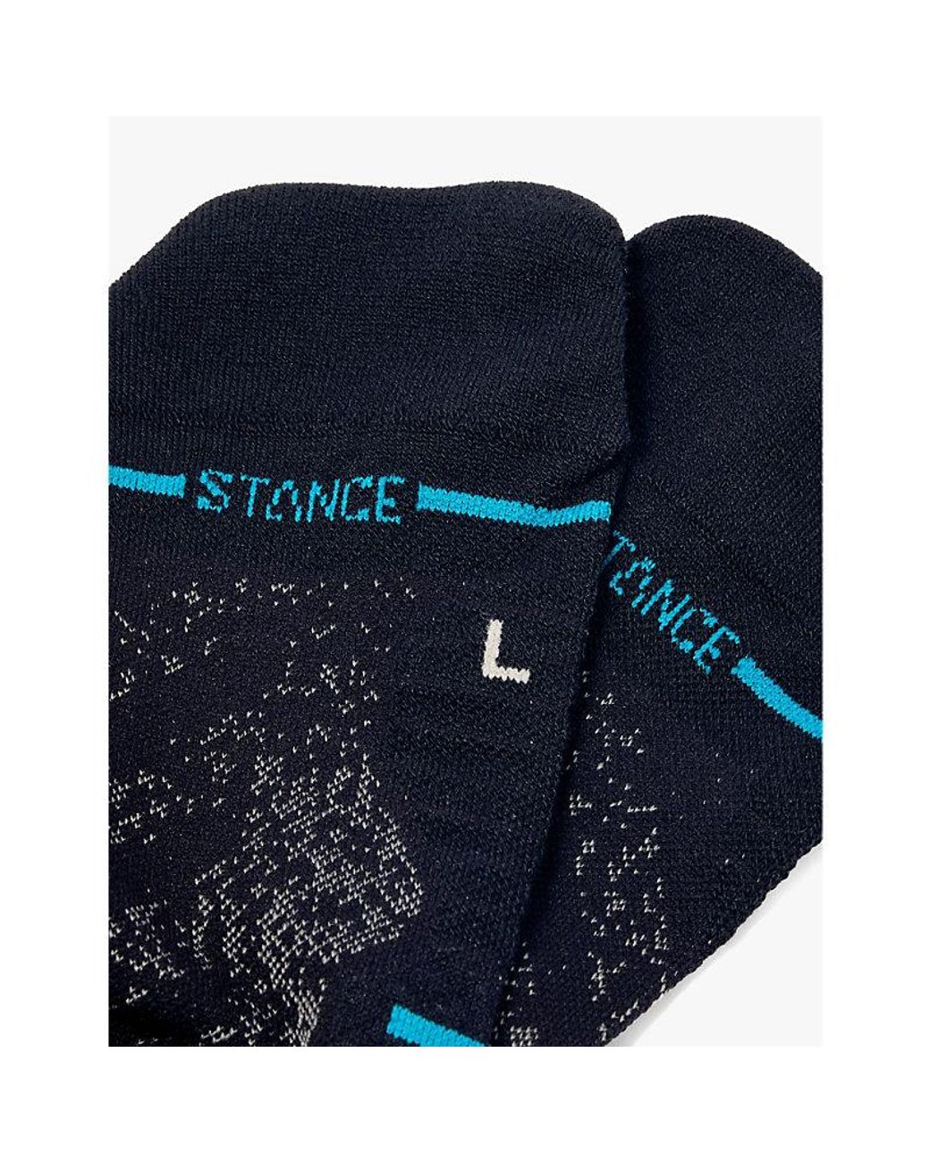 Stance Blue Run Branded-Print Stretch-Woven Socks for men
