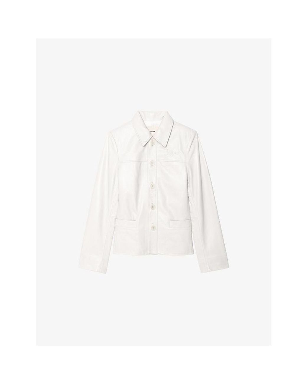 Zadig & Voltaire White Liamys Branded Leather Jacket