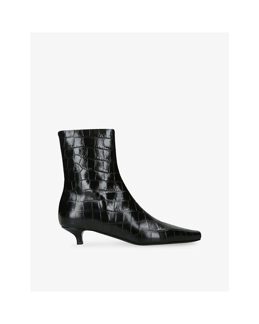 Totême Black Pointed-Toe Leather Heeled Ankle Boots