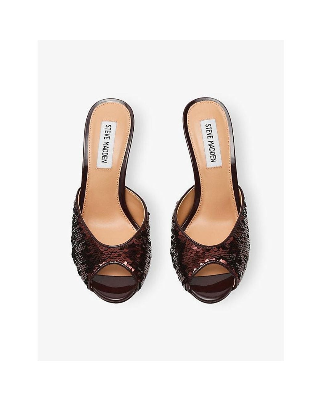 Steve Madden Brown Rollout Faux-Leather Heeled Mules