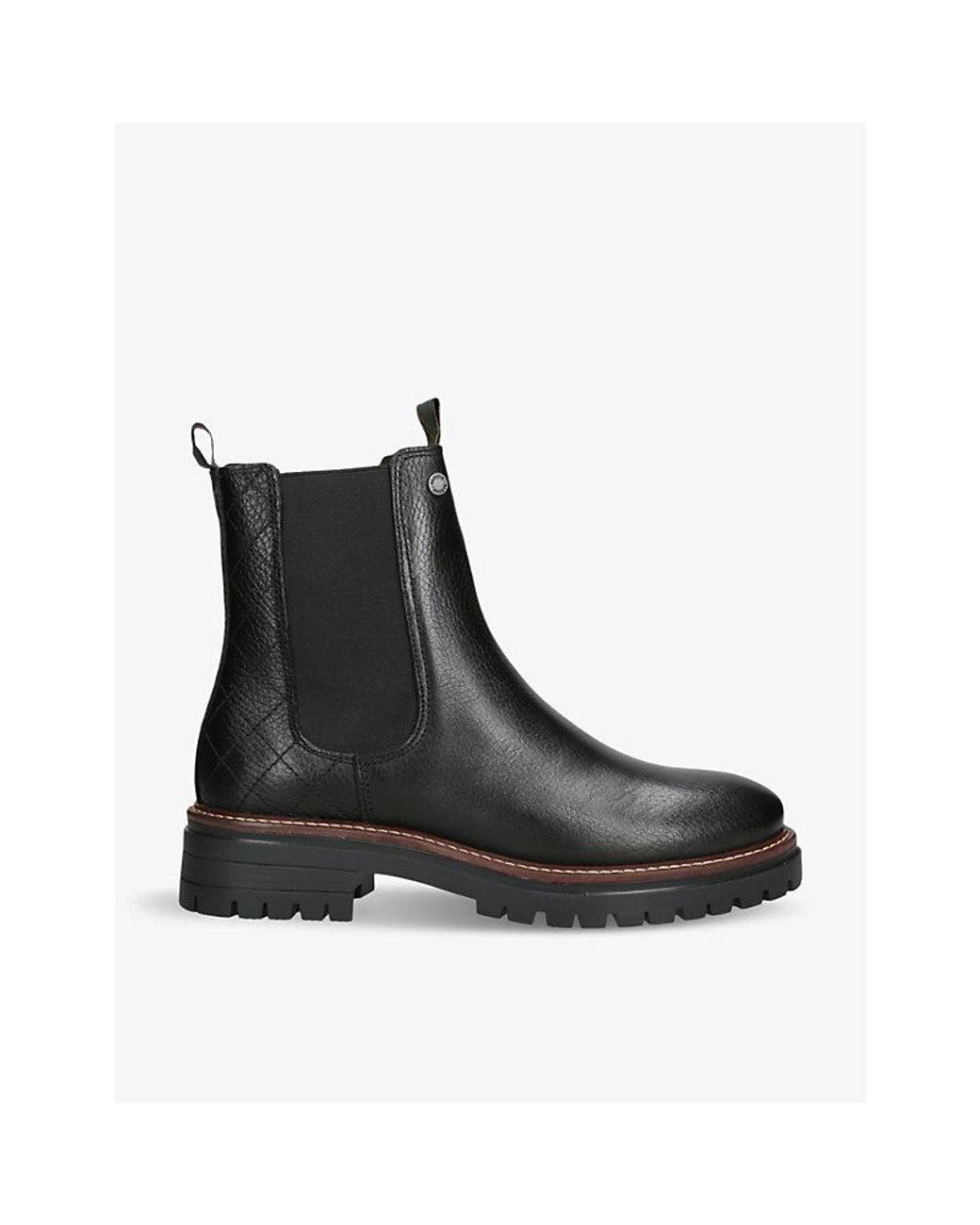 Barbour Black Evie Logo-Plaque Leather Ankle Boots