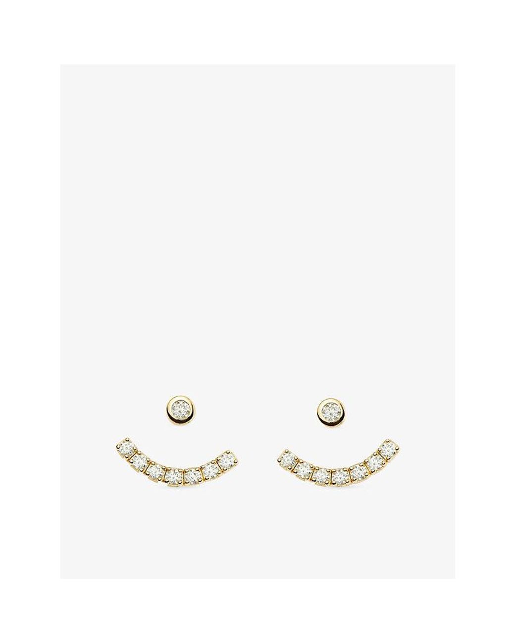 Missoma White Tennis Ear 18Ct Plated Brass And Cubic Zirconia Jacket Stud Earrings