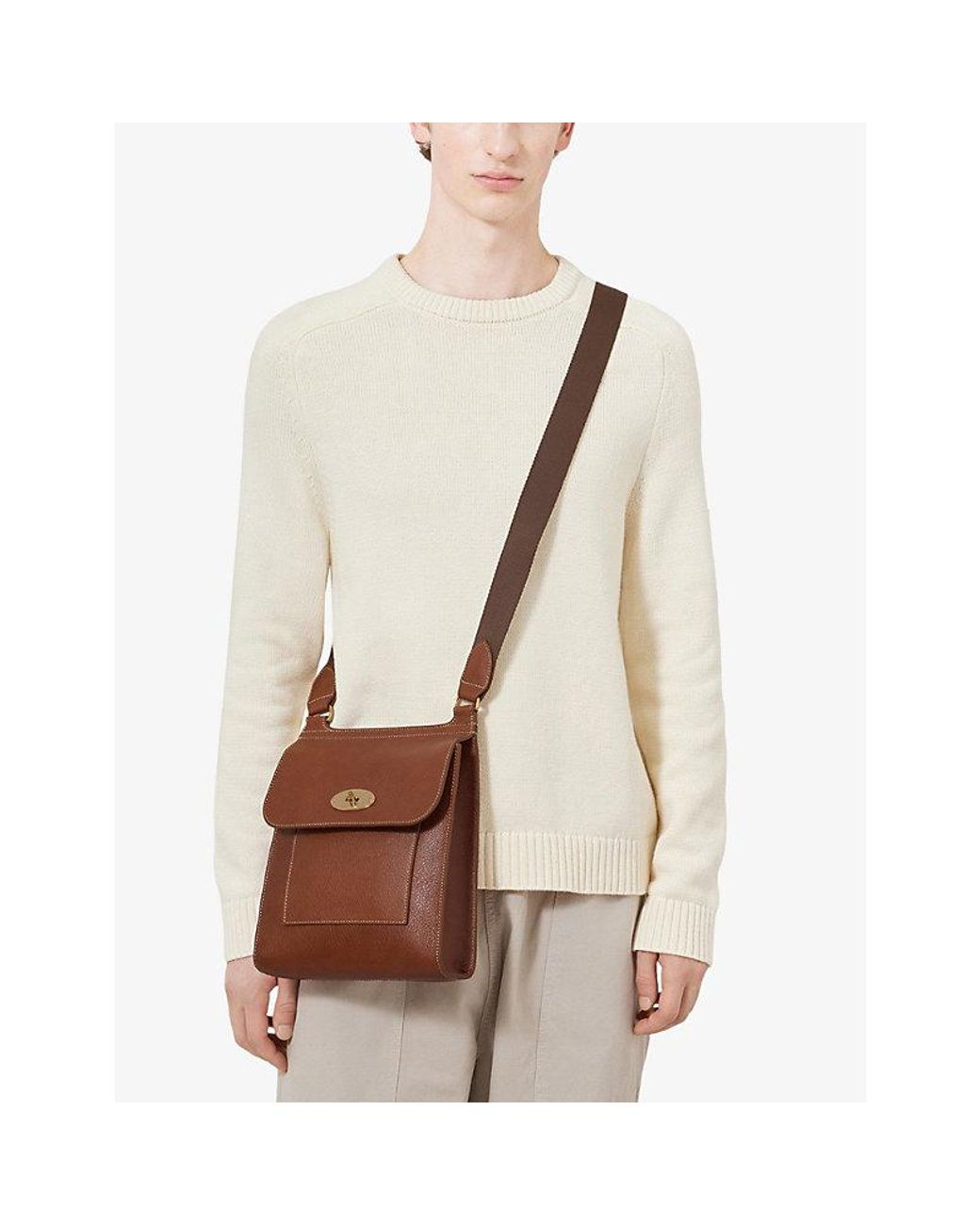 Mulberry Brown Antony Leather Messenger Bag for men