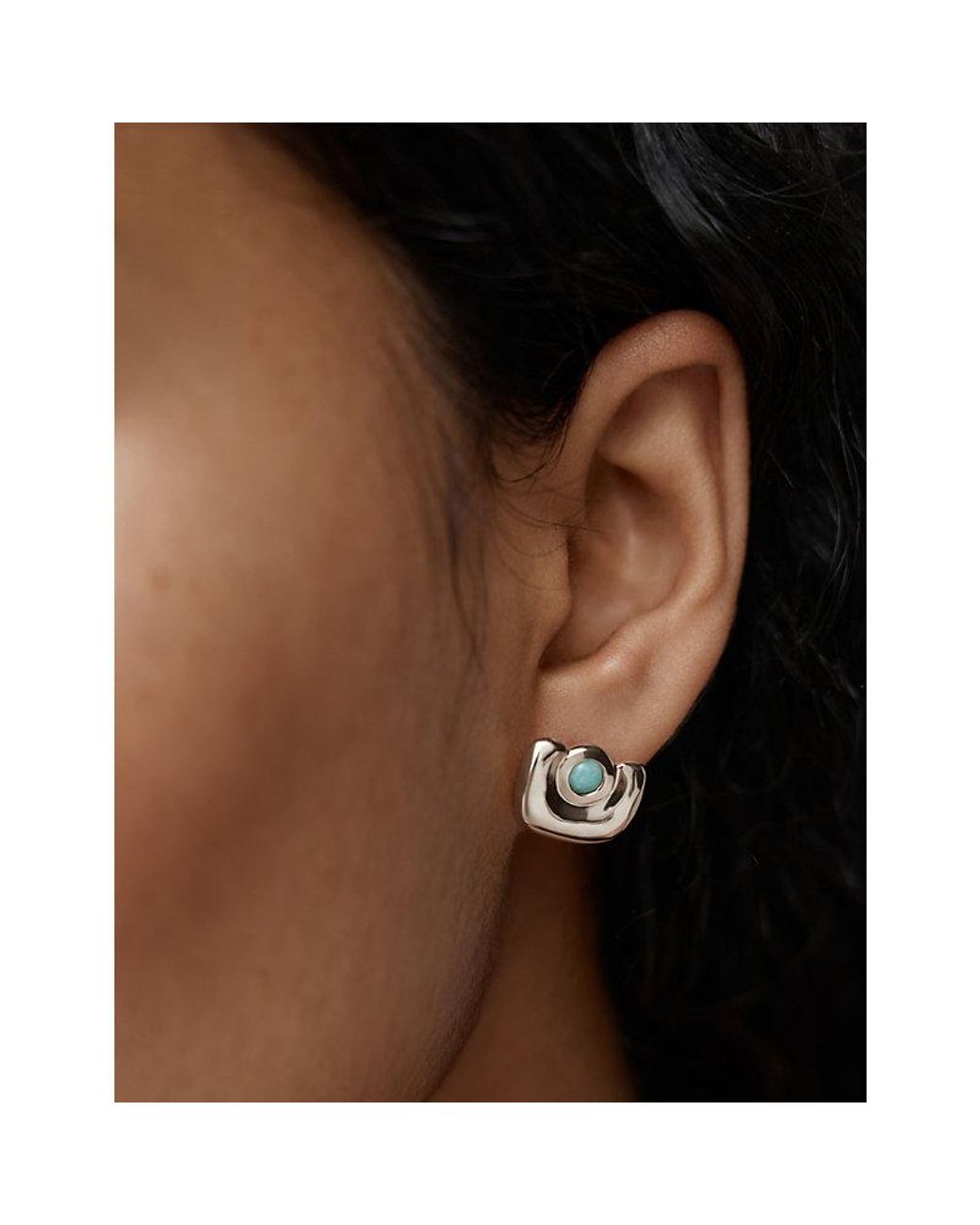 Monica Vinader White Amaia Sterling- And Amazonite Stud Earrings