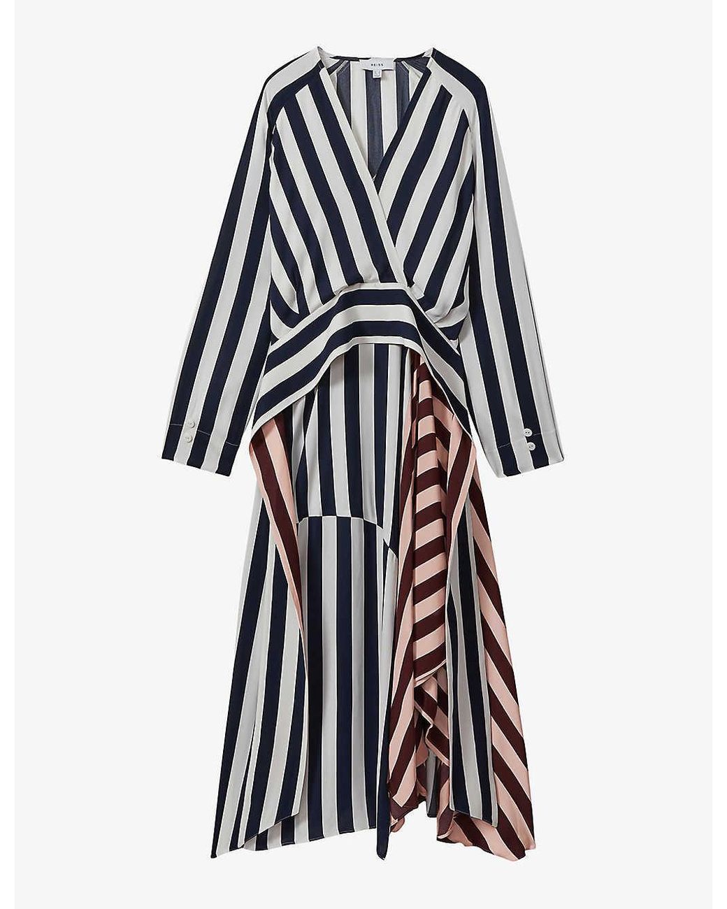 Reiss Vy/off White Nola Striped Woven Midi Dress | Lyst UK