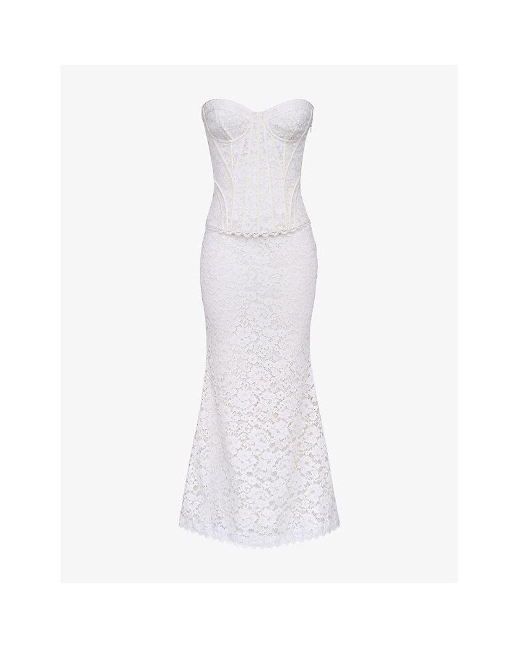 House Of Cb White Solaine Corded Lace Maxi Dress Xs (A-C Cup)
