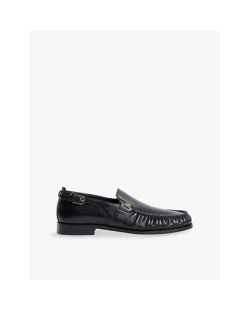 Sandro Black Buckle-Embellished Leather Loafers