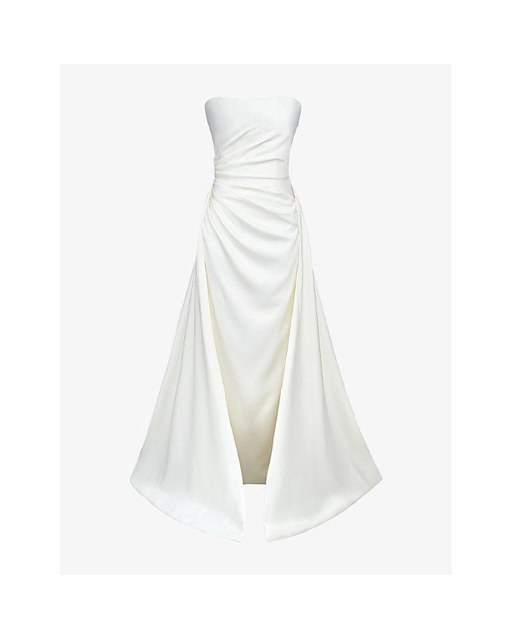House Of Cb White Sabrina Strapless Satin Bridal Gown Xs (A-C Cup)