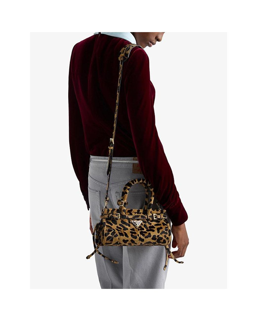 Prada Brown Bonnie Mini Printed Leather Handbag