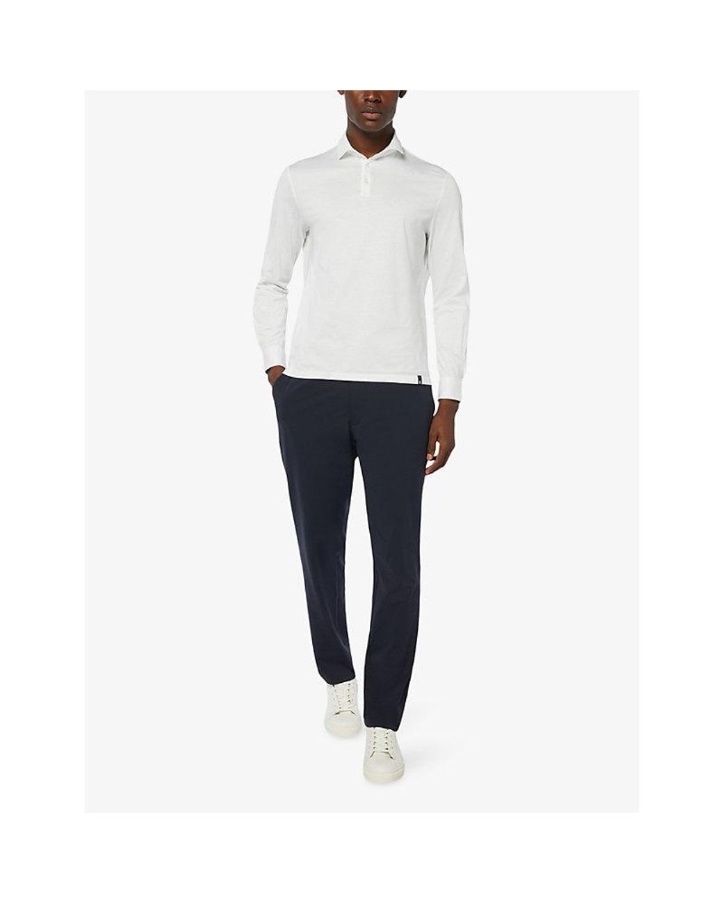 Boggi Blue Drawstring Straight-Leg Stretch-Woven Trousers for men