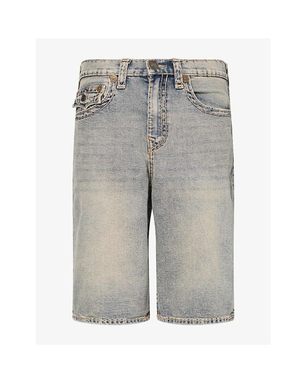 True Religion Gray Mikey Super T Baggy Denim Shorts for men