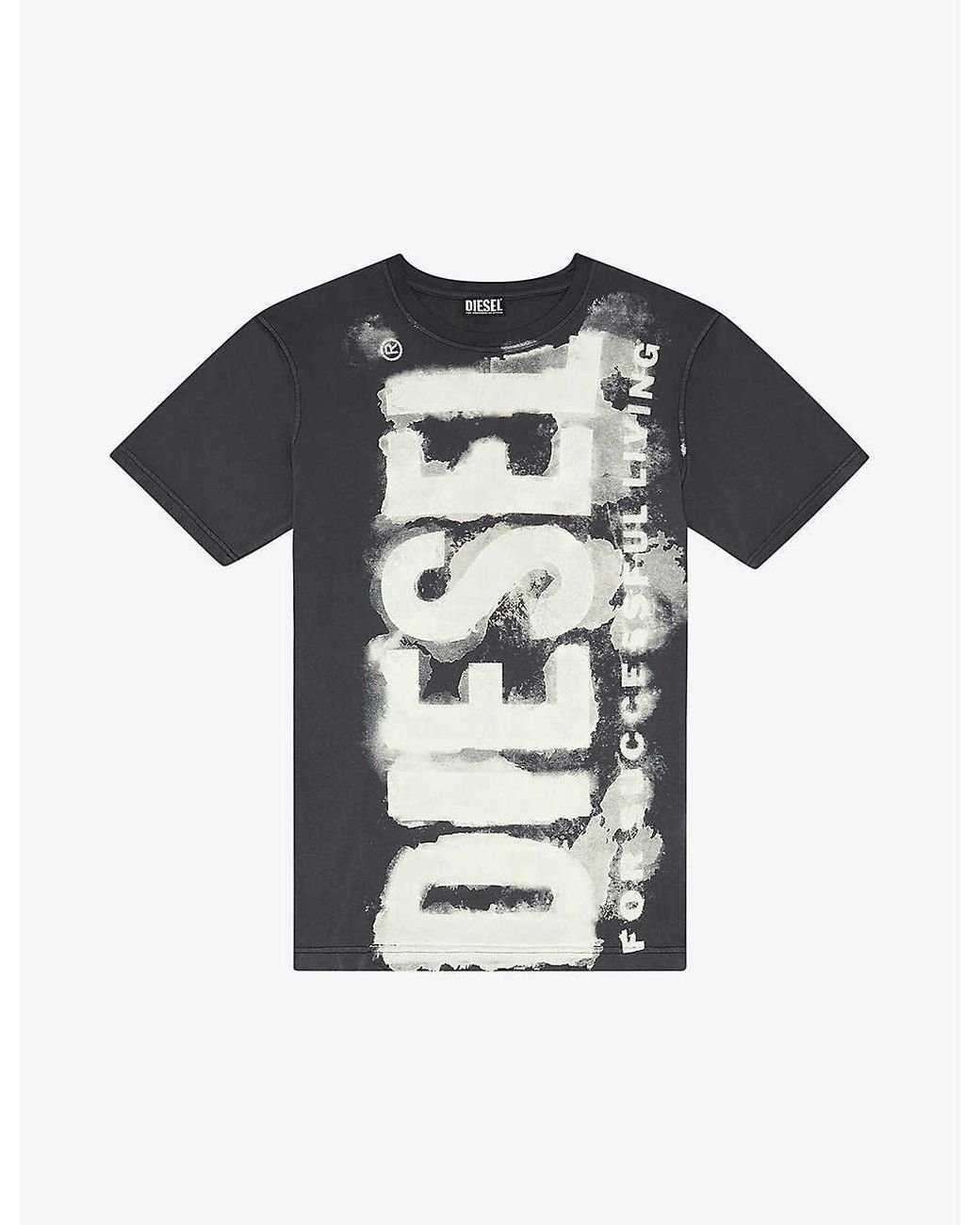 DIESEL T-just-e16 Logo-print Cotton-jersey T-shirt in Black for Men | Lyst