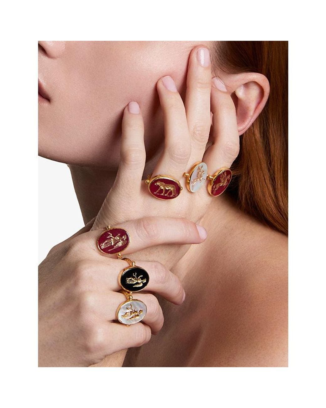 La Maison Du Couturier Metallic Ece London The Angel Of Peace Ii And Mother-Of Pearl Ring
