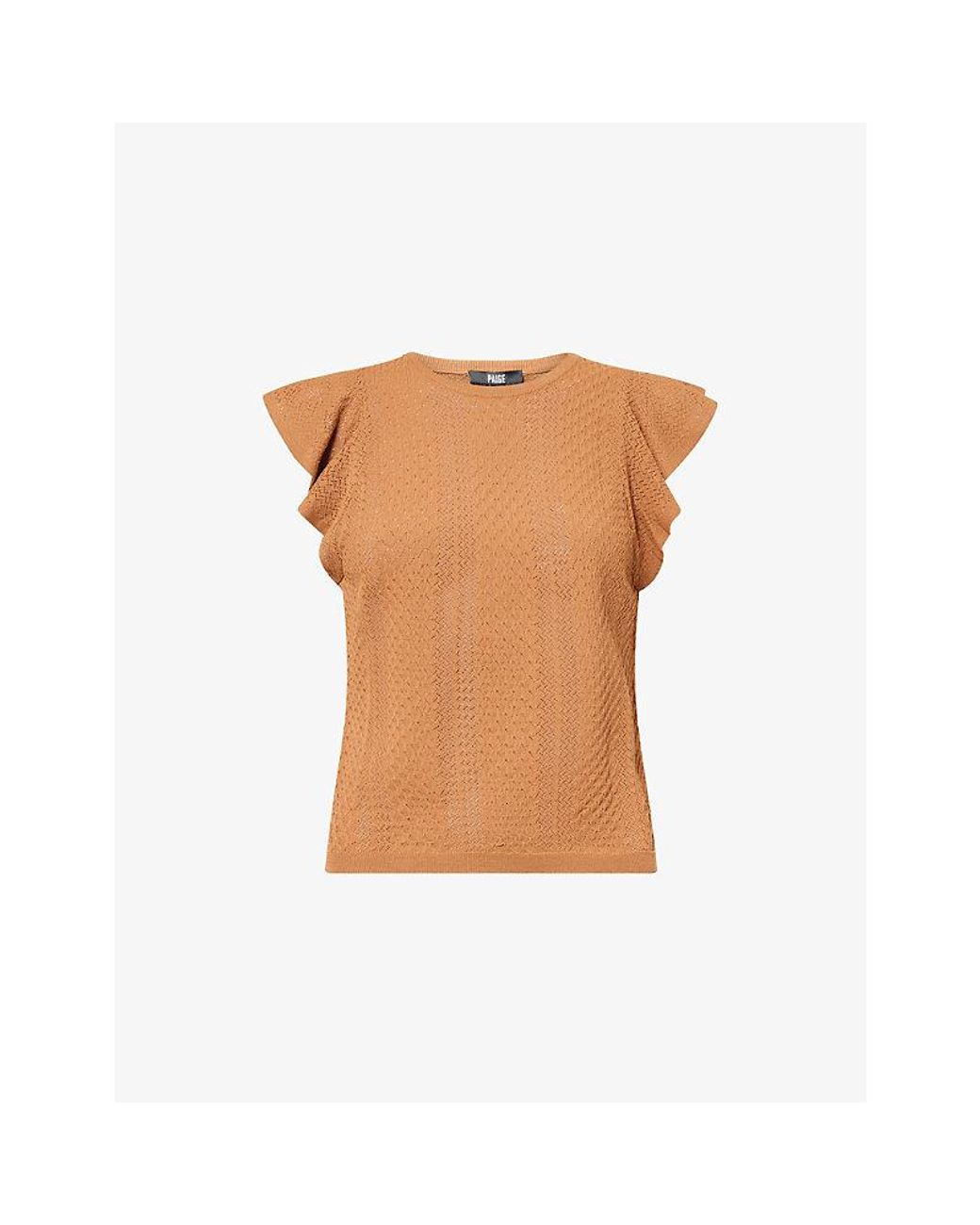 PAIGE Brown Margo Ruffle Viscose Top