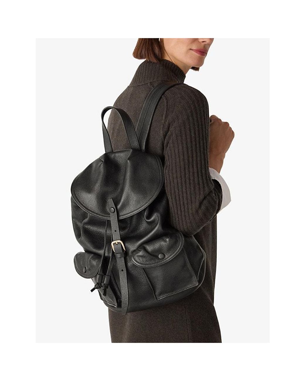Whistles Black Sierra Leather Backpack