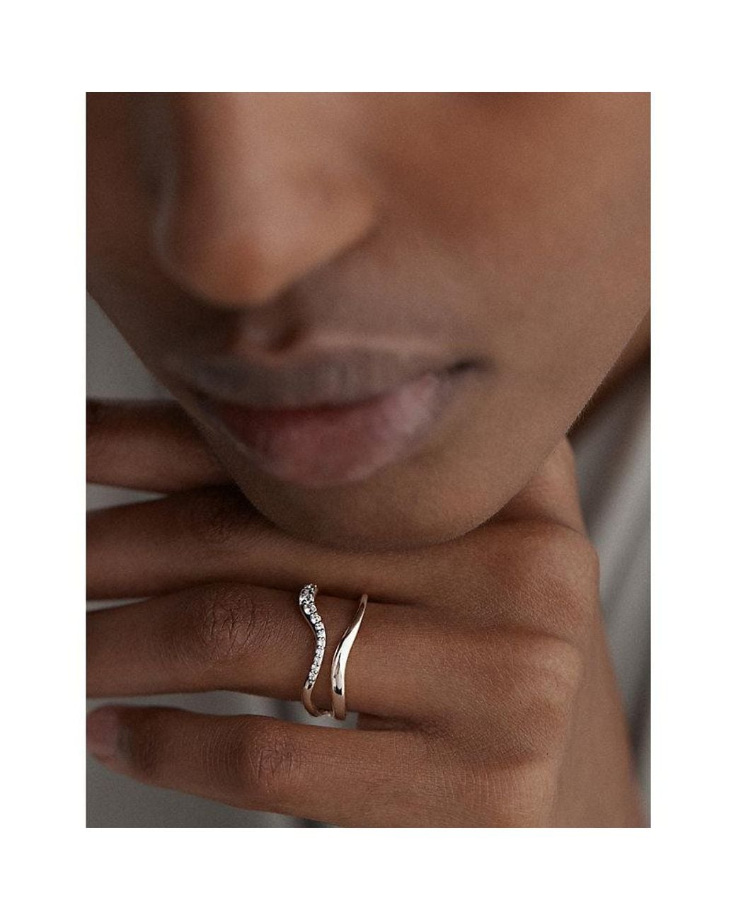 Monica Vinader White Riva Pave Wrap Sterling- And Lab Grown Diamond Ring