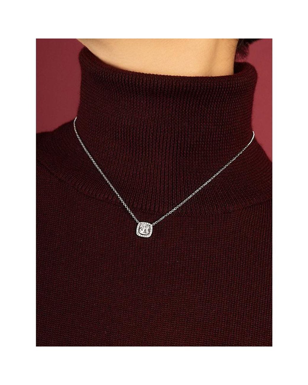 Apm Monaco White Éclat Solitaire Rhodium Plated Alloy And Cubic Zirconia Necklace