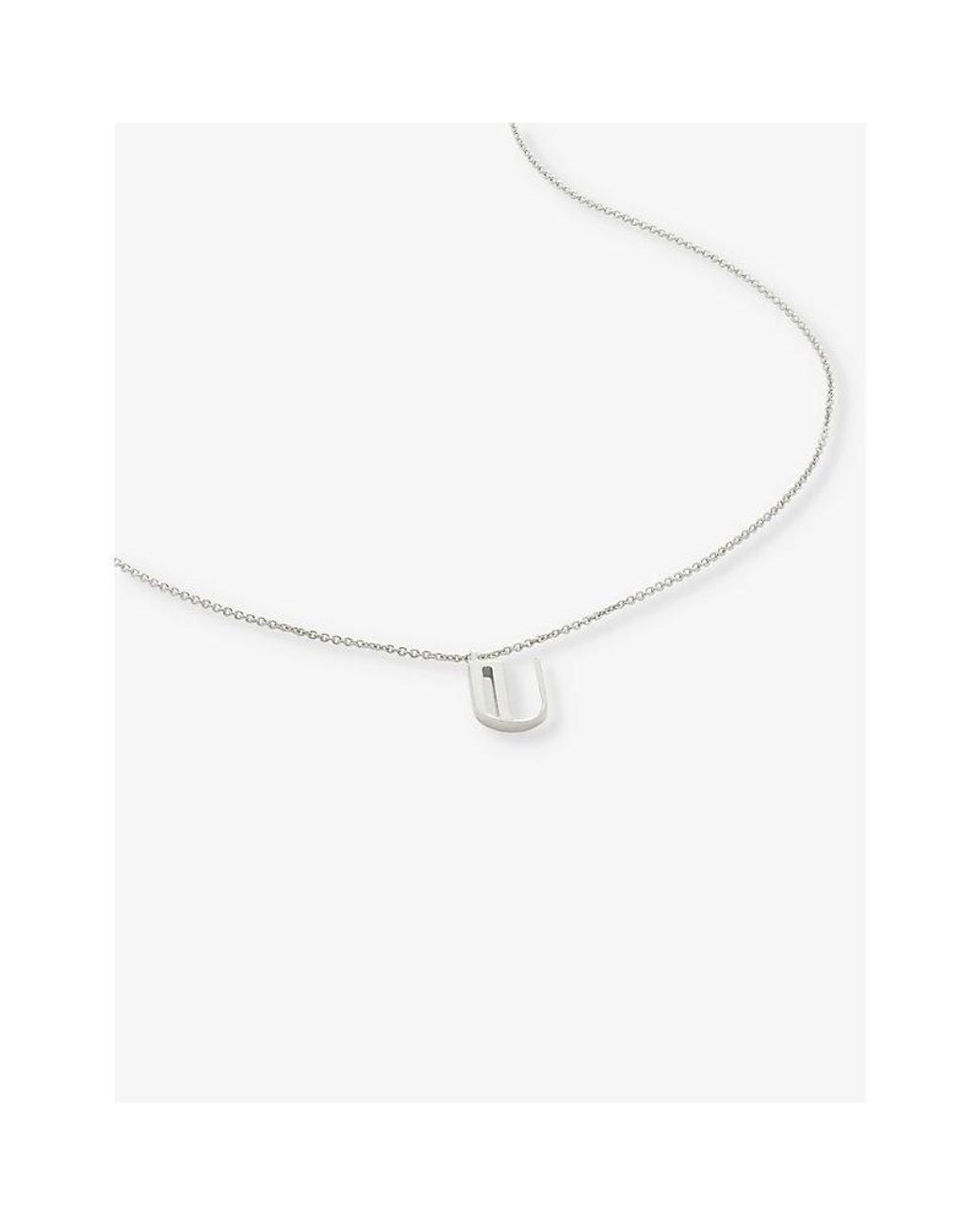 Monica Vinader White U Letter-Charm Sterling- Pendant Necklace