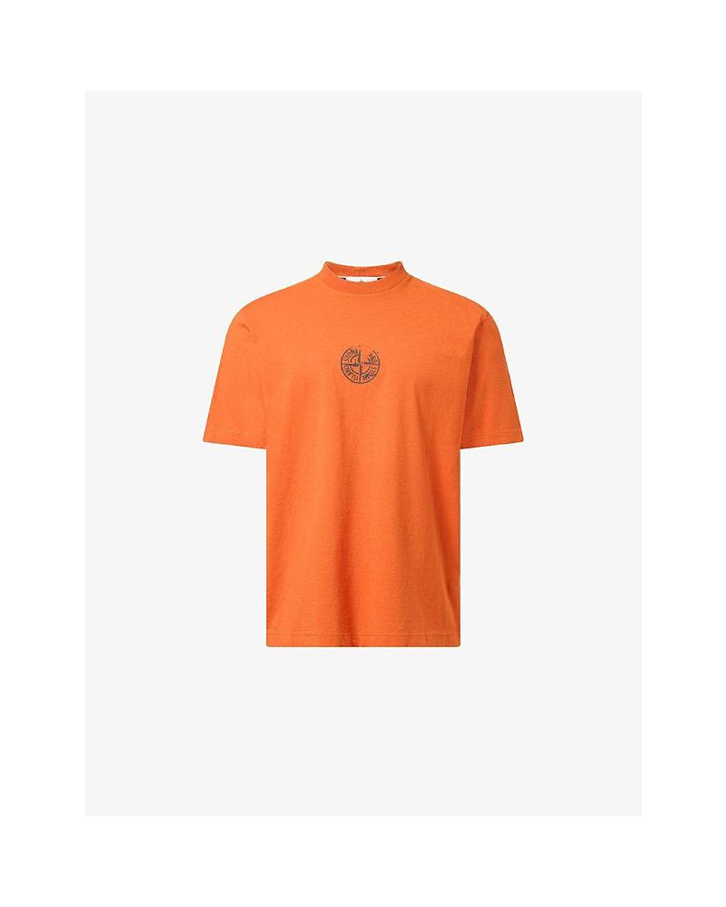 Stone Island Orange Vertical Logo-Print Short-Sleeve Cotton-Jersey T-Shirt for men