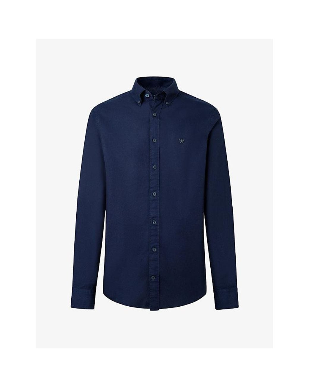 Hackett Blue Tailored-Fit Garment-Dyed Cotton Oxford Shirt for men