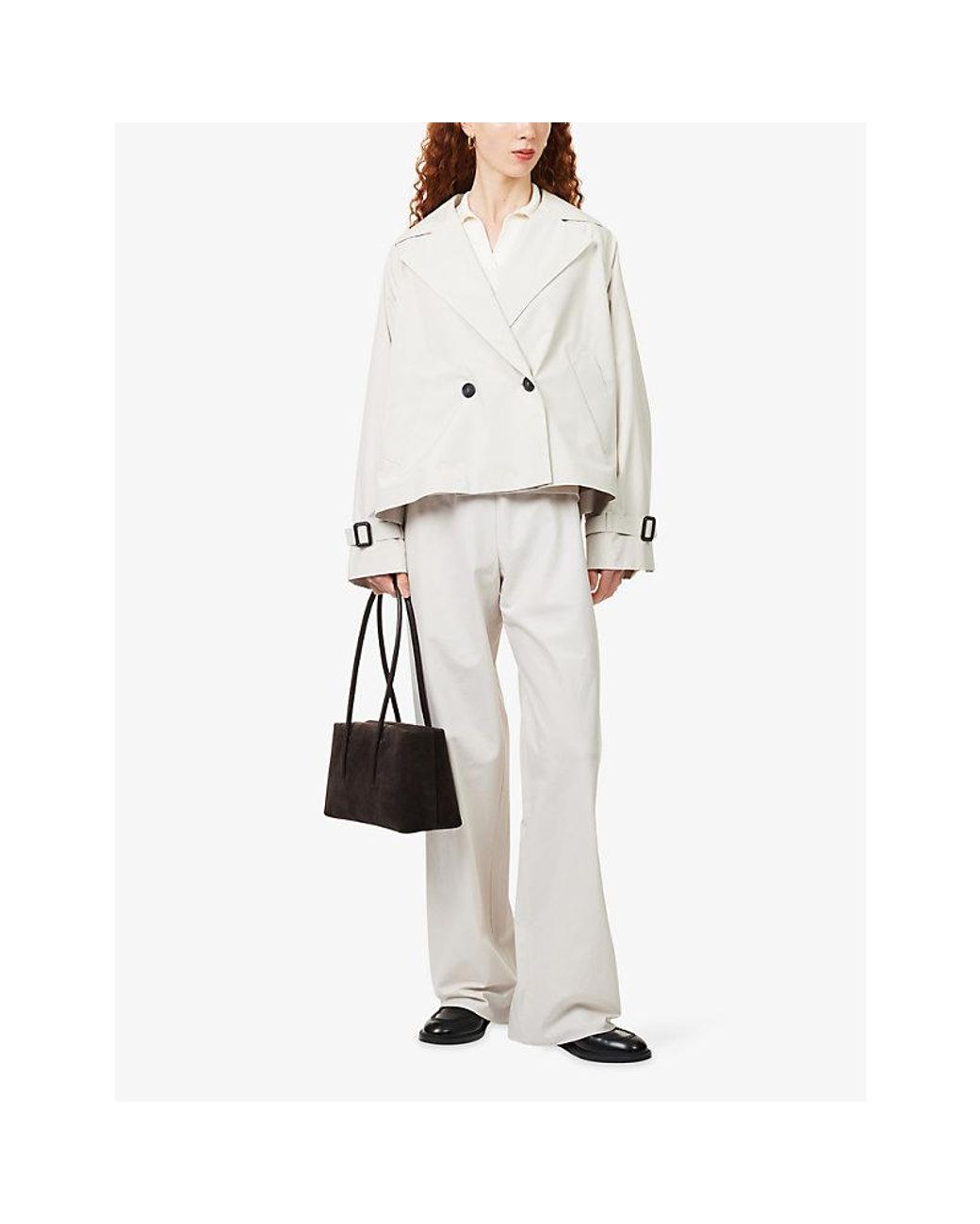 Weekend by Maxmara White Double-Breasted Woven Trench Coat