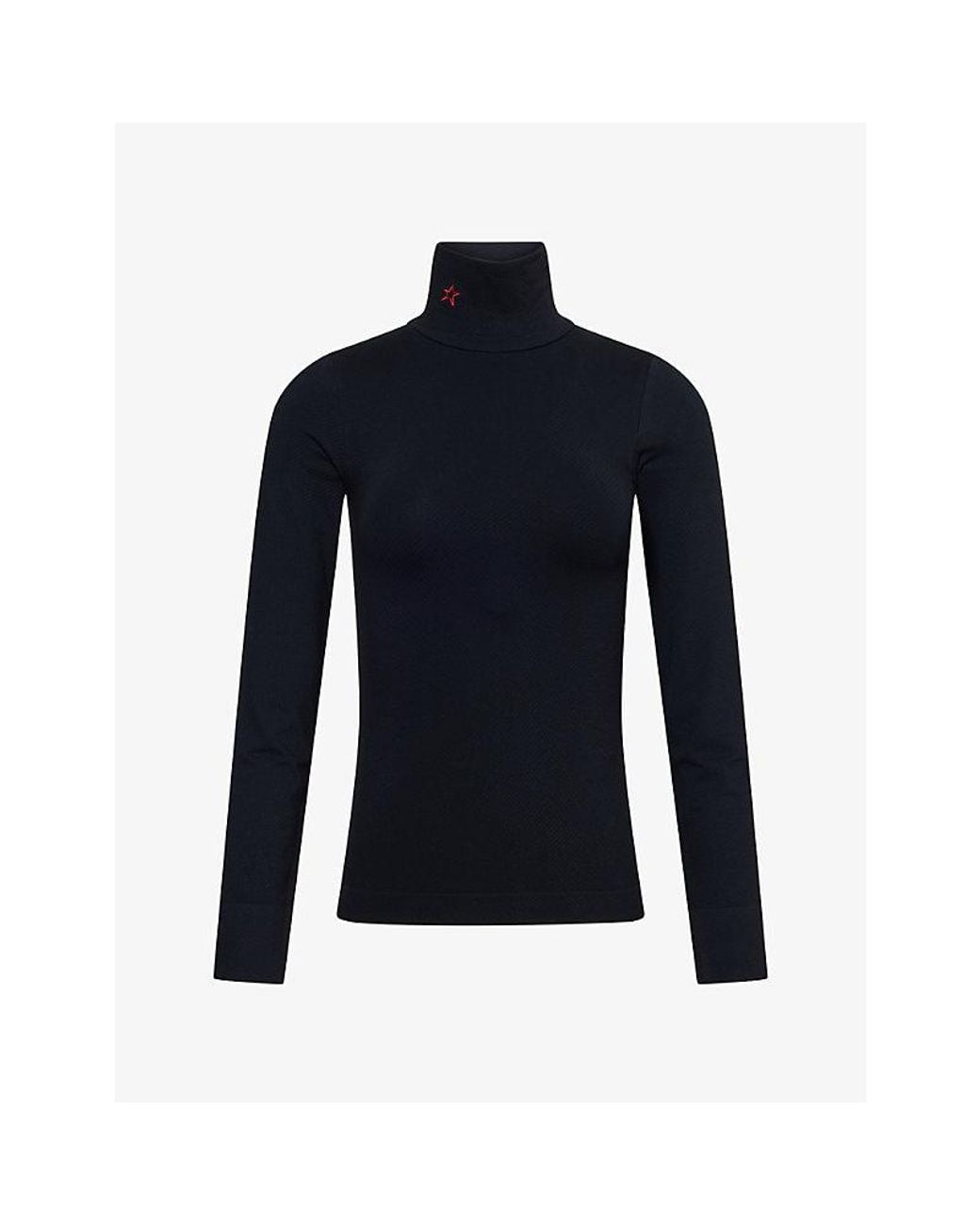 Perfect Moment Blue Seamless Woven Thermal Top