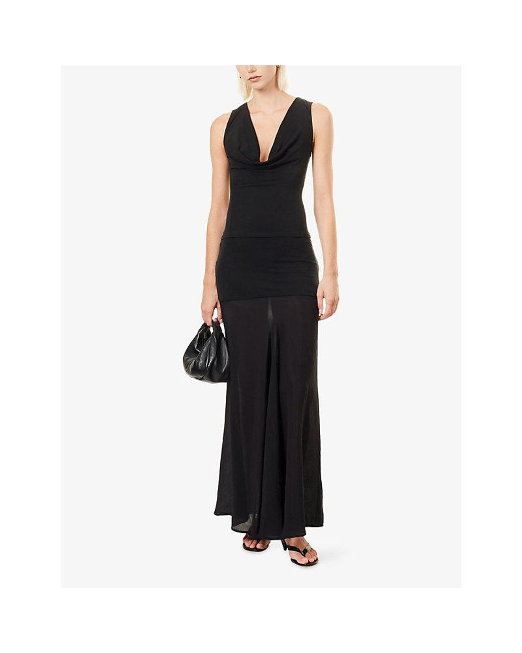 Belle Anna Black Jewel Semi-Sheer Woven Maxi Skirt