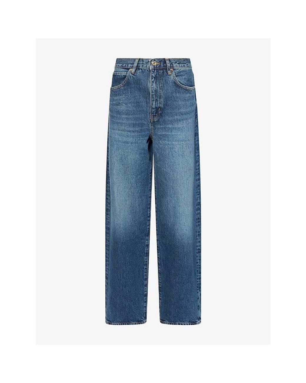 FRAME Blue The Bow Wide-Leg High-Rise Denim Jeans