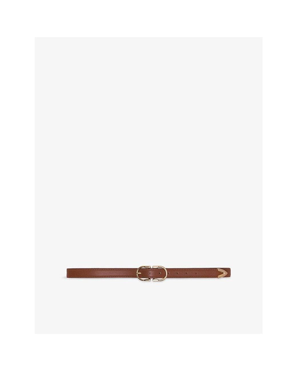 Maje White Double-Buckle Leather Belt