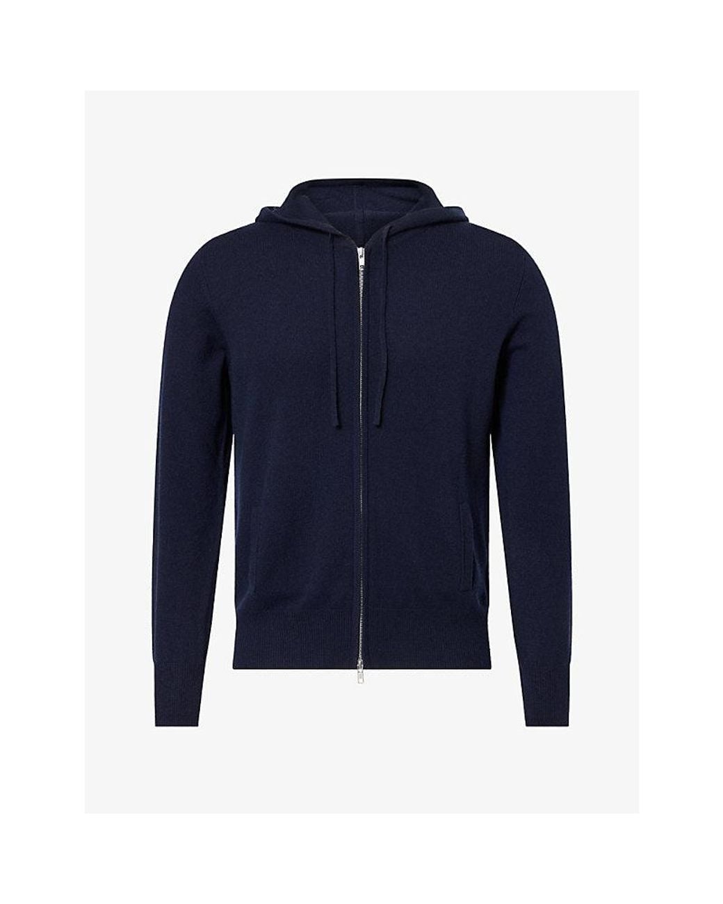 Soft Goat Blue Zip-Up Cashmere Hoody for men