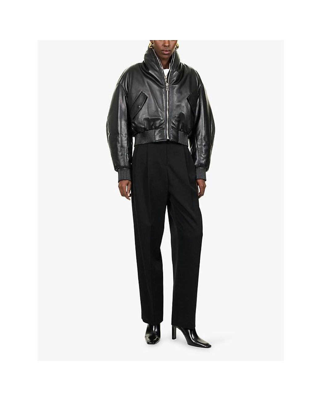 Givenchy Black Shawl-Collar Leather Bomber Jacket