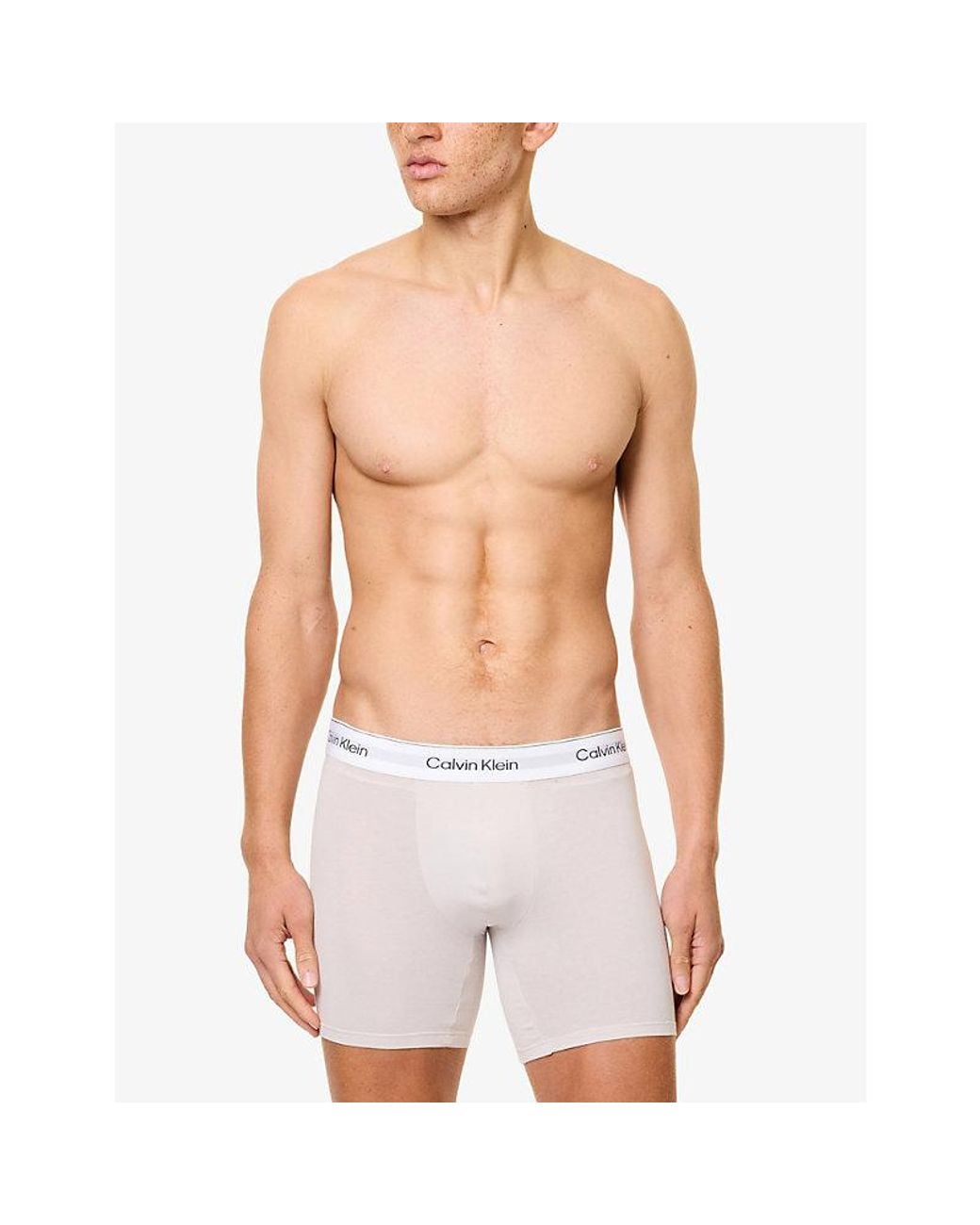 Calvin Klein Blue Icon Pack Of Three Stretch-Cotton Boxer Briefs for men
