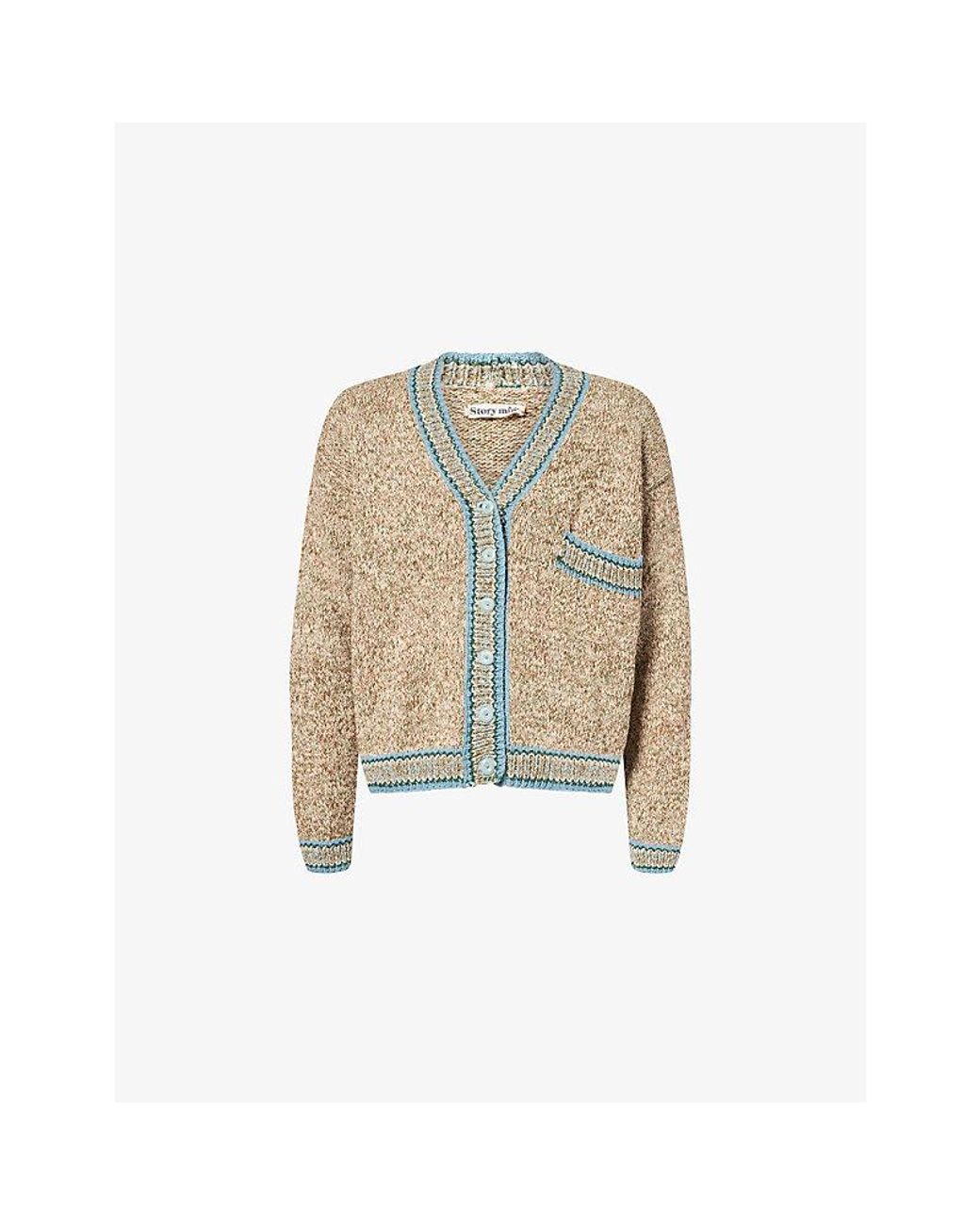 STORY mfg. Natural Bulb V-Neck Cotton Knitted Cardigan for men