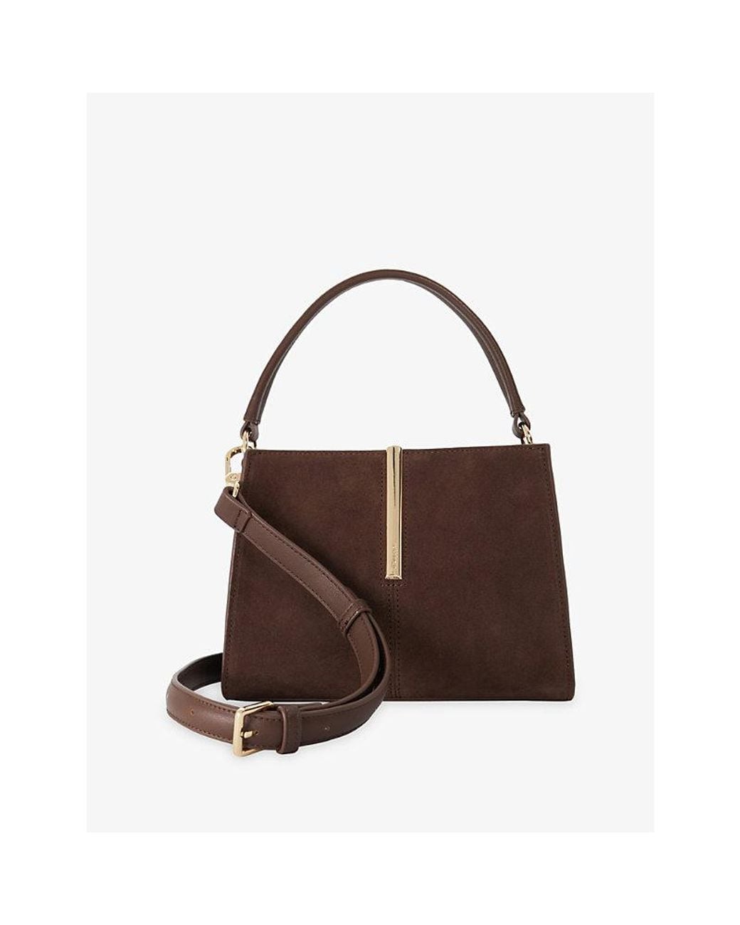 Dune Brown Dinidestined Small Suede Top-Handle Bag