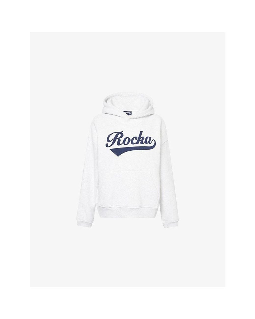 Ru & Rocka White Baseball Brand-Logo Cotton-Blend Hoody