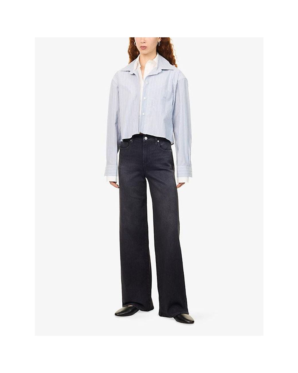 PAIGE Blue Tatum Wide-Leg Denim Jeans