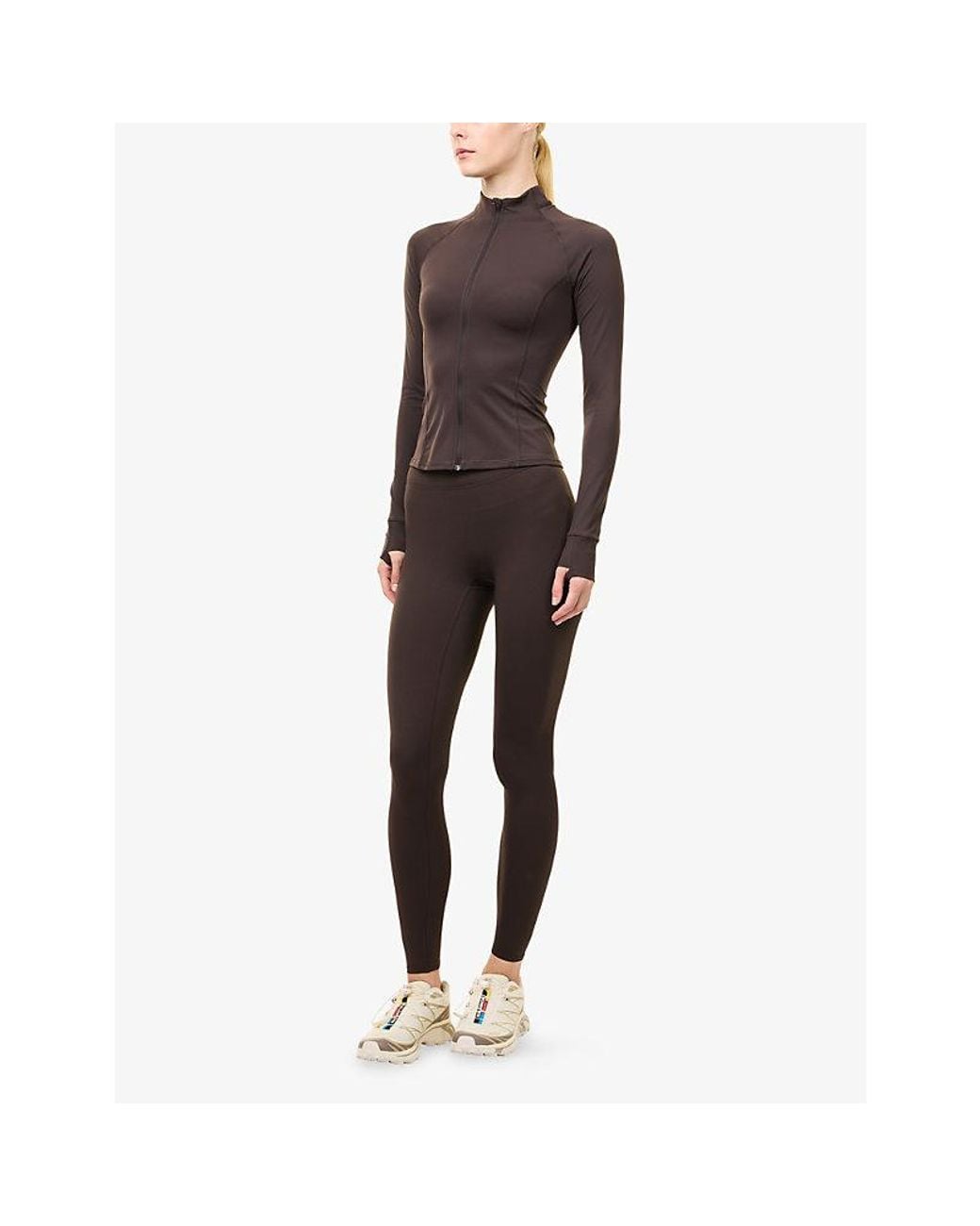 ADANOLA Purple Low Rise Fold Over Yoga Leggings