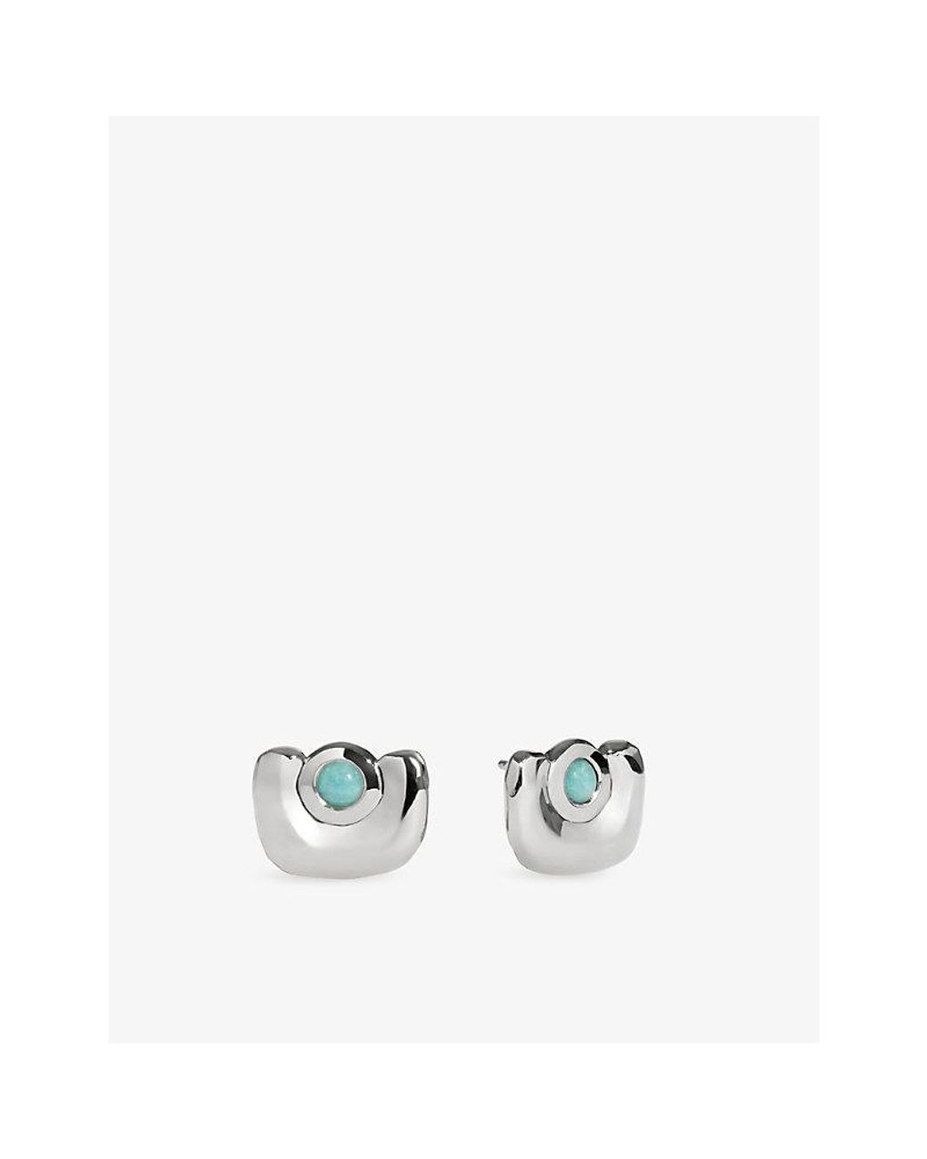 Monica Vinader White Amaia Sterling- And Amazonite Stud Earrings