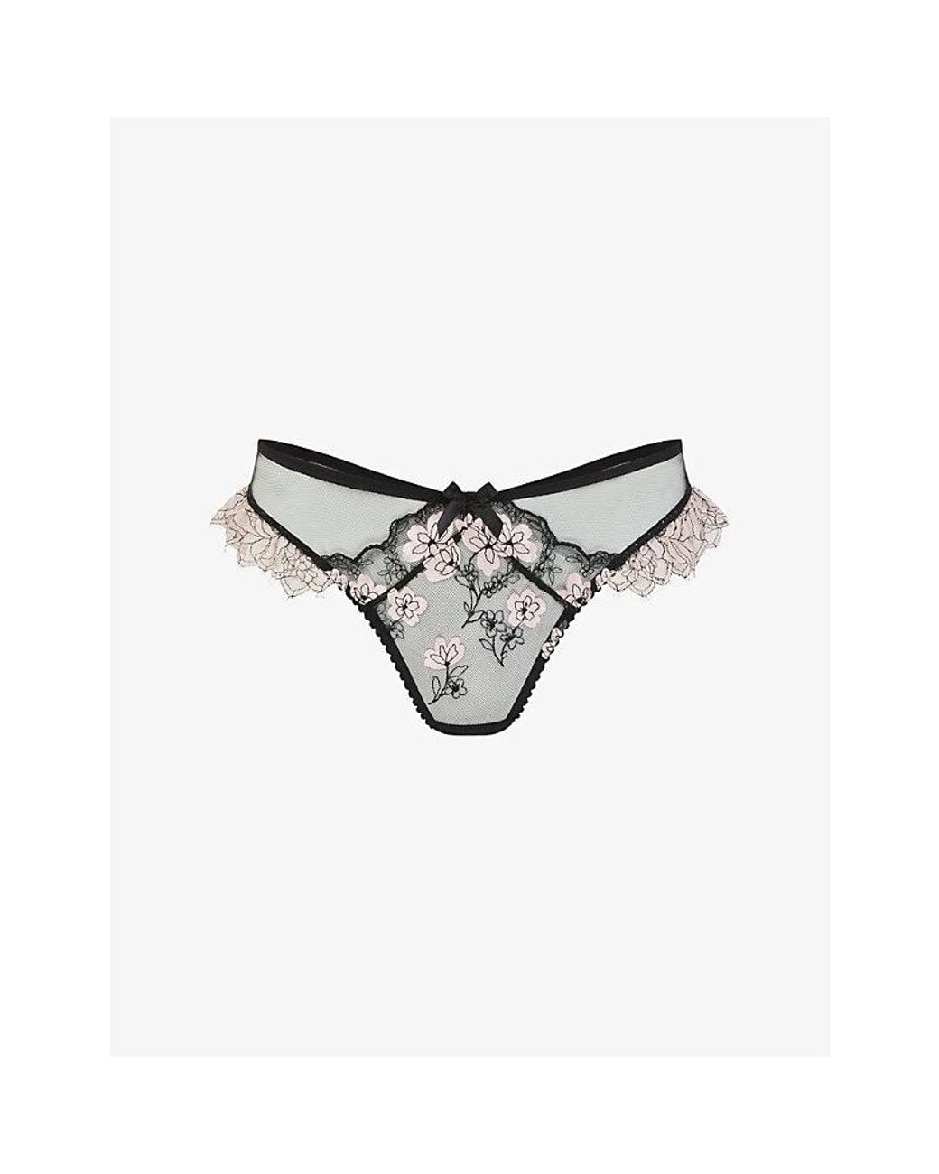 Agent Provocateur White Andiee Embroidered Lace Thong