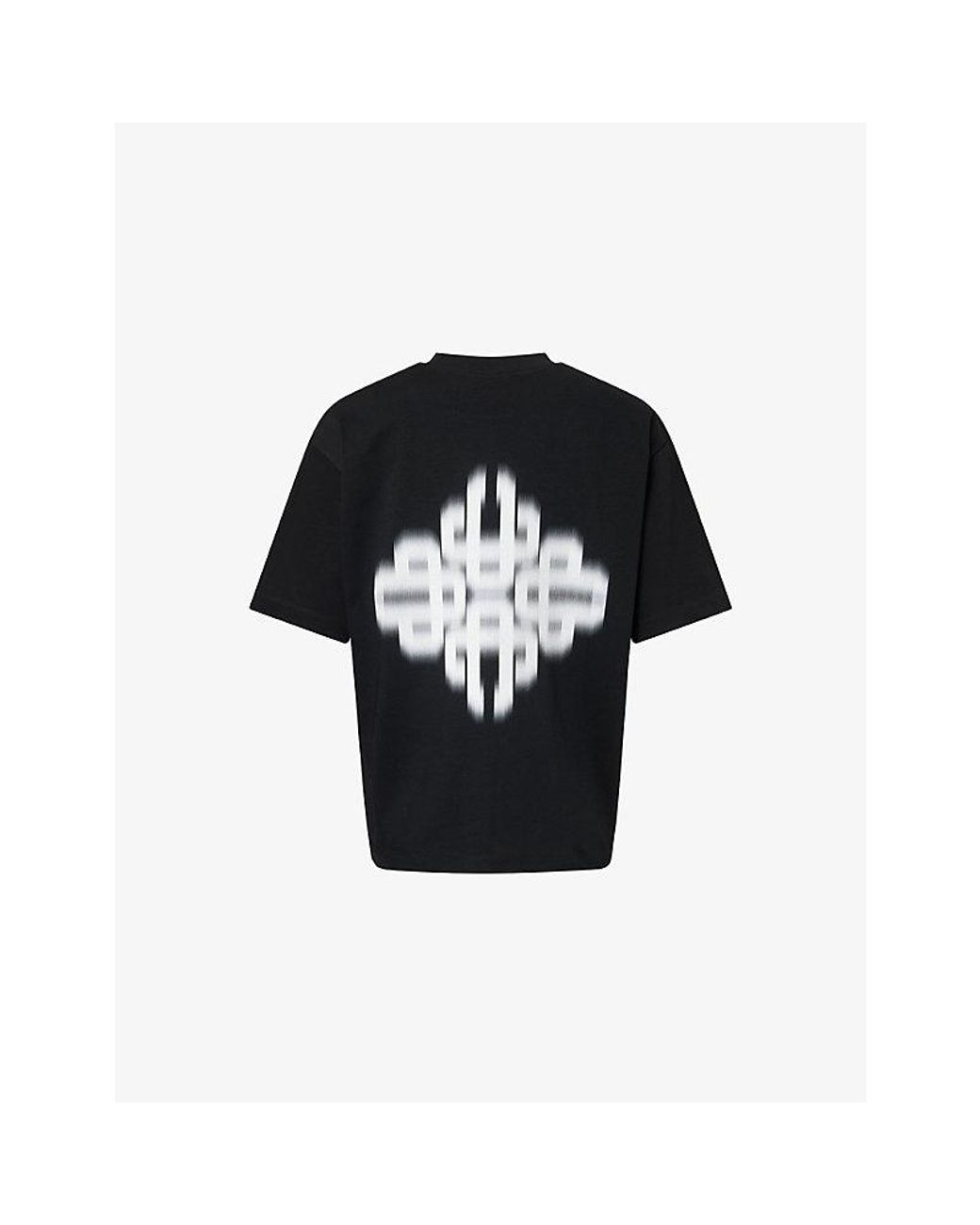 The Couture Club Black Motion-Blurred Emblem Short-Sleeve Cotton T-Shirt for men