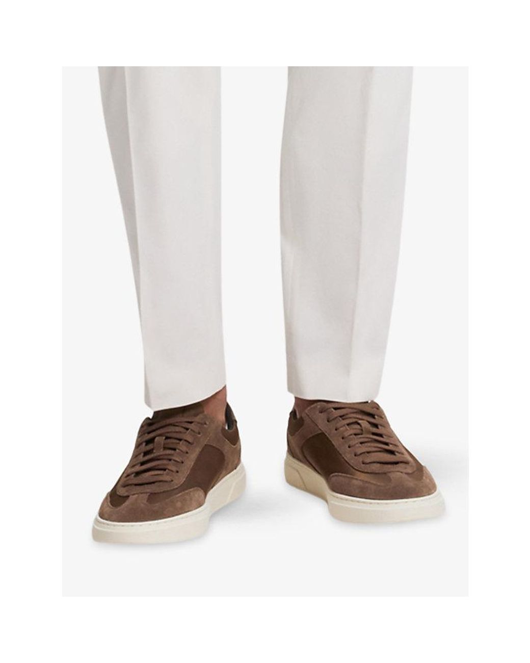Boss Brown Branded Suede And Leather Trainers for men