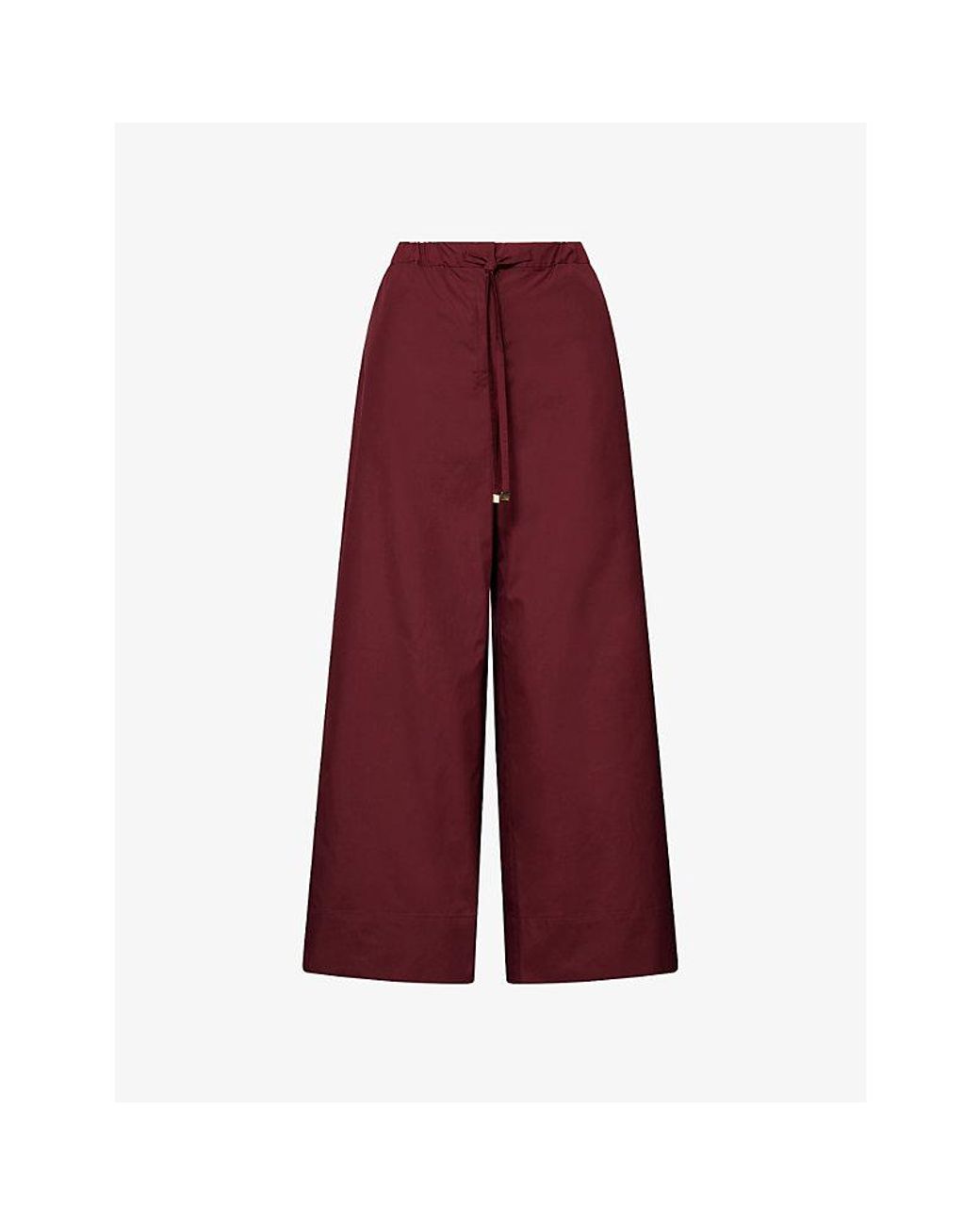 Max Mara Red Wide-Leg Elasticated-Waist Cotton Trousers