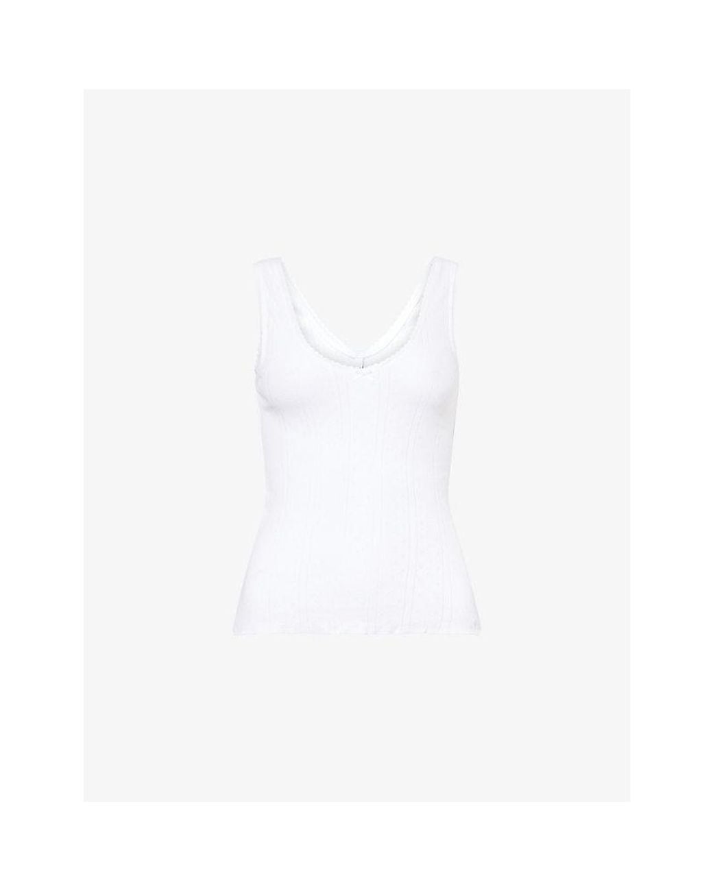 Cou Cou Intimates White The Scoop-Neck Pointelle-Knit Cotton Tank Top