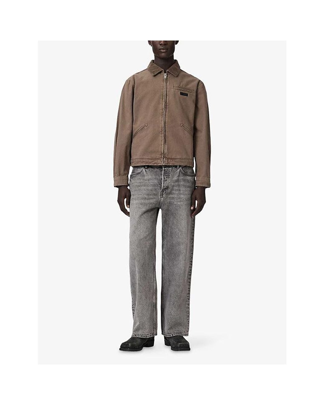 AllSaints Brown Rothwell Cord-Collar Cotton Jacket for men