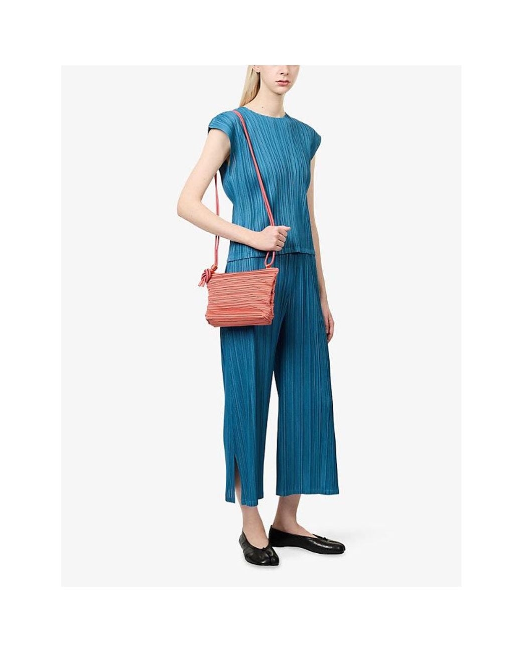 Pleats Please Issey Miyake Blue Mellow Pleats Knit T-Shirt