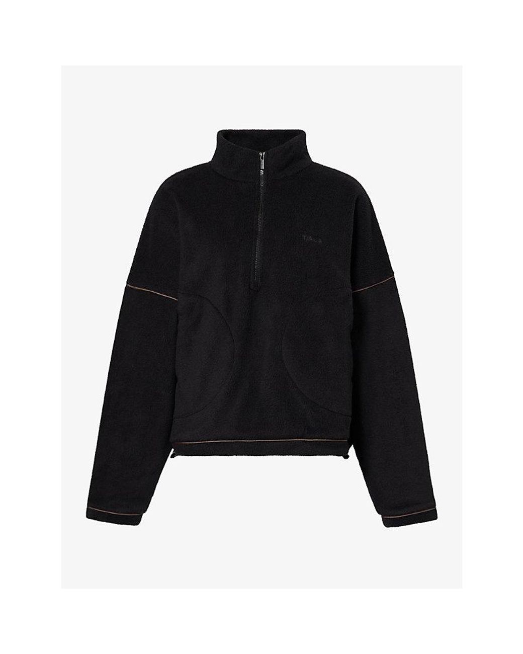 WE Are Tala Black Brand-Embroidered Fleece Jacket